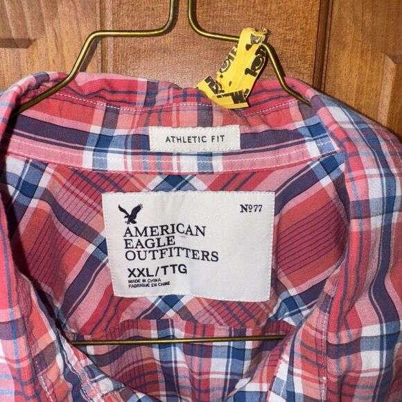 American Eagle Outfitters Blue and Red Casual Button Down Shirt,XXL - Picture 3 of 3